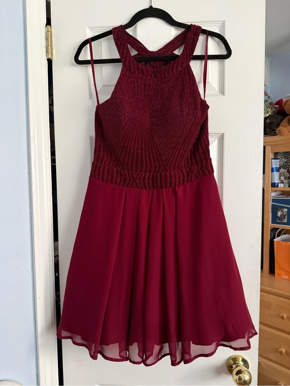 Francesca's Collections Burgundy Halter Party Dress